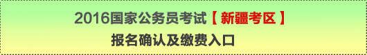 2016年国家公务员考试【新疆考区】报名确认及缴费入口